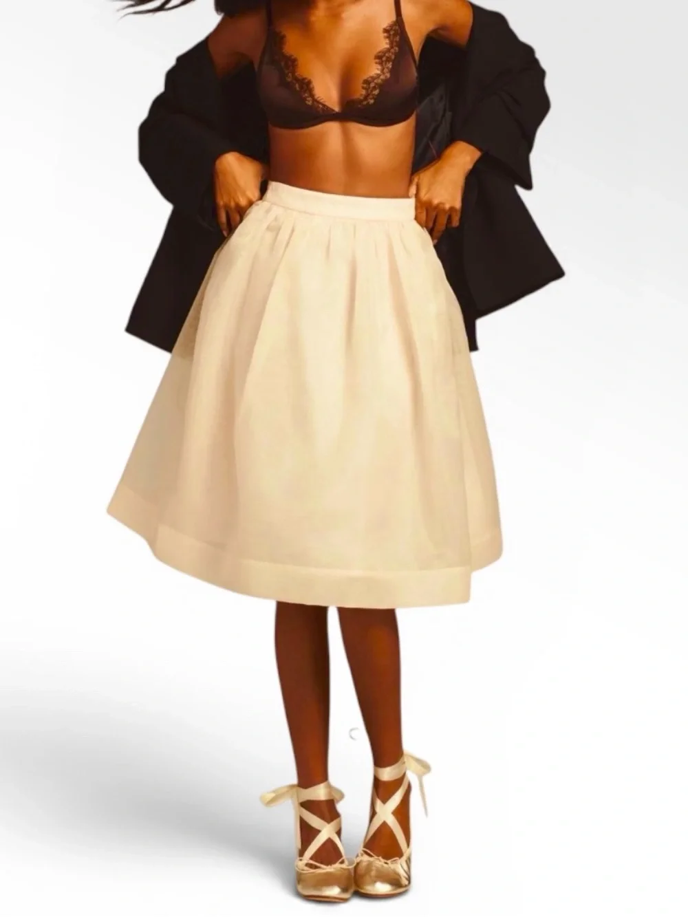 ANTHROPOLOGIE ENDLESS ROSE ORGANZA MIDI SKIRT M & L NWT